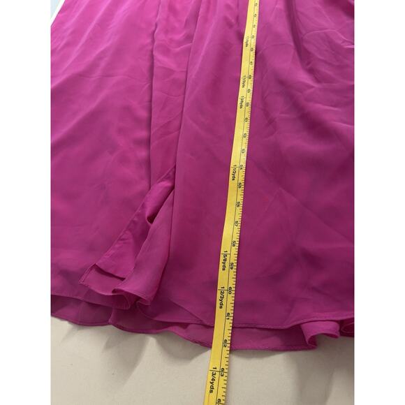 JJ’S House Woman Dress 14 Long Sleeve Lined Rushed V-Neck Fuchsia Bridesmaids - Picture 11 of 12